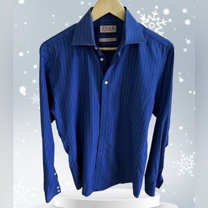 PINK Thomas Pink Jermyn Street London LongSleeves Stripes Shirt Blue 15 1/2x39cm